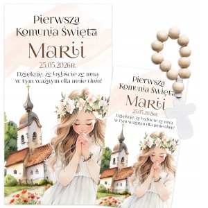 PODZIĘKOWANIA DLA GOŚCI NA KOMUNIĘ - MINI RÓŻANIEC + IMIĘ DZIECKA [117]