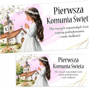 NAKLEJKI NA PUDEŁKA CIASTO DLA GOŚCI NA KOMUNIĘ PODZIĘKOWANIA | 6 szt [128]