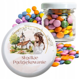 PODZIĘKOWANIA DLA GOŚCI DZIECI NA KOMUNIĘ CUKIERKI LENTILKI W SŁOIKU [130]