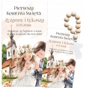 PODZIĘKOWANIA DLA GOŚCI NA KOMUNIĘ - MINI RÓŻANIEC + IMIĘ DZIECKA [127]