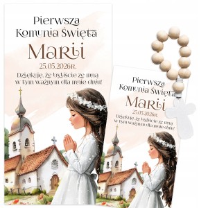 PODZIĘKOWANIA DLA GOŚCI NA KOMUNIĘ - MINI RÓŻANIEC + IMIĘ DZIECKA [115]