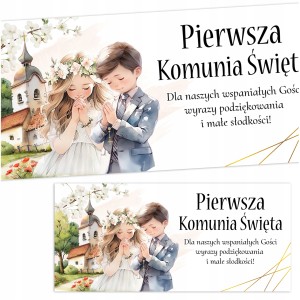NAKLEJKI NA PUDEŁKA CIASTO DLA GOŚCI NA KOMUNIĘ PODZIĘKOWANIA | 6 szt [127]