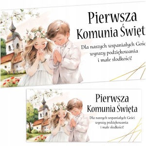 NAKLEJKI NA PUDEŁKA CIASTO DLA GOŚCI NA KOMUNIĘ PODZIĘKOWANIA | 6 szt [126]