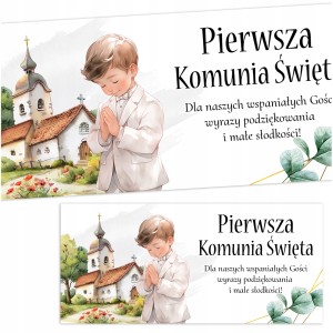 NAKLEJKI NA PUDEŁKA CIASTO DLA GOŚCI NA KOMUNIĘ PODZIĘKOWANIA | 6 szt [121]
