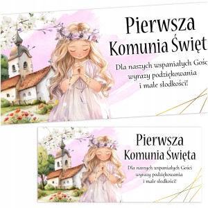 NAKLEJKI NA PUDEŁKA CIASTO DLA GOŚCI NA KOMUNIĘ PODZIĘKOWANIA | 6 szt [118]