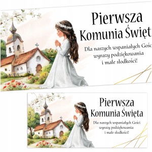 NAKLEJKI NA PUDEŁKA CIASTO DLA GOŚCI NA KOMUNIĘ PODZIĘKOWANIA | 6 szt [115]