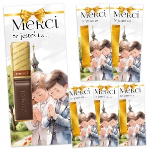 PODZIĘKOWANIA DLA GOŚCI MERCI NA KOMUNIĘ PRZYJĘCIE - 6 SZTUK + KLEJ [122]