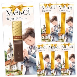 PODZIĘKOWANIA DLA GOŚCI MERCI NA KOMUNIĘ PRZYJĘCIE - 6 SZTUK + KLEJ [119]