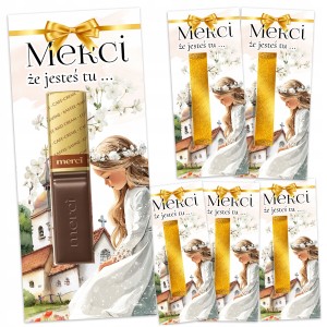 PODZIĘKOWANIA DLA GOŚCI MERCI NA KOMUNIĘ PRZYJĘCIE - 6 SZTUK + KLEJ [116]