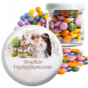 PODZIĘKOWANIA DLA GOŚCI DZIECI NA KOMUNIĘ CUKIERKI LENTILKI W SŁOIKU [125]