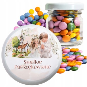 PODZIĘKOWANIA DLA GOŚCI DZIECI NA KOMUNIĘ CUKIERKI LENTILKI W SŁOIKU [126]