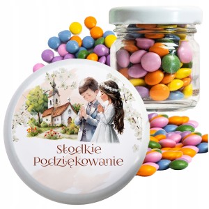 PODZIĘKOWANIA DLA GOŚCI DZIECI NA KOMUNIĘ CUKIERKI LENTILKI W SŁOIKU [124]