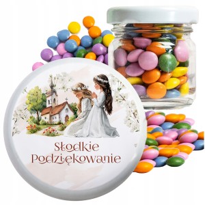 PODZIĘKOWANIA DLA GOŚCI DZIECI NA KOMUNIĘ CUKIERKI LENTILKI W SŁOIKU [123]