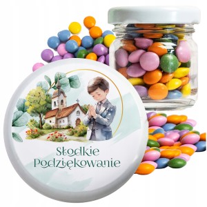 PODZIĘKOWANIA DLA GOŚCI DZIECI NA KOMUNIĘ CUKIERKI LENTILKI W SŁOIKU [119]