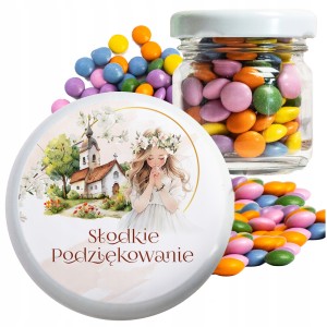 PODZIĘKOWANIA DLA GOŚCI DZIECI NA KOMUNIĘ CUKIERKI LENTILKI W SŁOIKU [117]