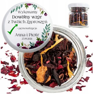 PODZIĘKOWANIE DLA GOŚCI ŚLUB WESELE - SŁOIK HERBATA - TWÓJ WZÓR Z ZAPROSZEŃ