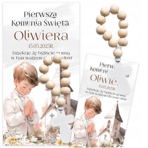 PODZIĘKOWANIA DLA GOŚCI NA KOMUNIĘ - MINI RÓŻANIEC + IMIĘ DZIECKA [113]