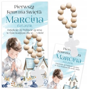 PODZIĘKOWANIA DLA GOŚCI NA KOMUNIĘ - MINI RÓŻANIEC + IMIĘ DZIECKA [112]