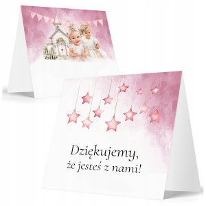 WINIETKI NA STÓŁ wizytówki NA CHRZEST URODZINY - ZESTAW 6 sztuk [D052]