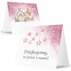 WINIETKI NA STÓŁ wizytówki NA CHRZEST URODZINY - ZESTAW 6 sztuk [D051]