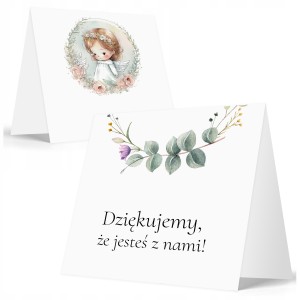 WINIETKI NA STÓŁ wizytówki NA CHRZEST URODZINY - ZESTAW 6 sztuk [D048]