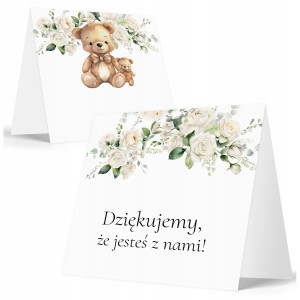 WINIETKI NA STÓŁ wizytówki NA CHRZEST URODZINY - ZESTAW 6 sztuk [D045]