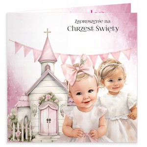 ZAPROSZENIA NA CHRZEST CHRZCINY DLA DZIEWCZYNKI CHŁOPCA + KOPERTA [C052]