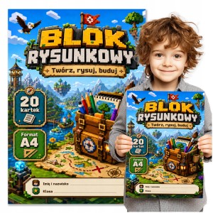BLOK RYSUNKOWY DO SZKOŁY A4 - 20 KARTEK - BIAŁY 80g/m2 MINECRAFT [NBR3]