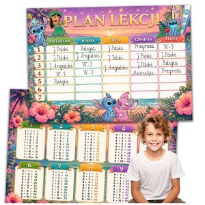 PLAN LEKCJI Z TABLICZKĄ MNOŻENIA ORGANIZER - STITCH LILO A4 PLANER [19]