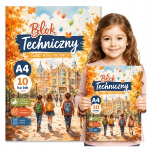 BLOK TECHNICZNY DO SZKOŁY A4 - 10 KARTEK - BIAŁY 190g/m2 SZKOŁA [NBT11]