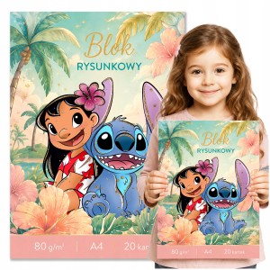 BLOK RYSUNKOWY DO SZKOŁY A4 - 20 KARTEK - BIAŁY 80g/m2 LILO STITCH [NBR10]