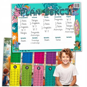PLAN LEKCJI Z TABLICZKĄ MNOŻENIA ORGANIZER - STITCH A5 PLANER TYGODNIA [21]