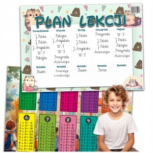 PLAN LEKCJI Z TABLICZKĄ MNOŻENIA ORGANIZER - KOT PUSH A5 PLANER [28]
