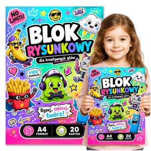 BLOK RYSUNKOWY DO SZKOŁY A4 - 20 KARTEK - BIAŁY 80g/m2 KOMIX [NBR4]