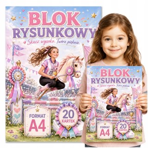 BLOK RYSUNKOWY DO SZKOŁY A4 - 20 KARTEK - BIAŁY 80g/m2 HOBBY HORSING [NBR6]