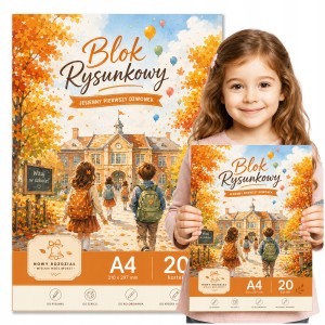 BLOK RYSUNKOWY DO SZKOŁY A4 - 20 KARTEK - BIAŁY 80g BACK TO SCHOOL [NBR12]