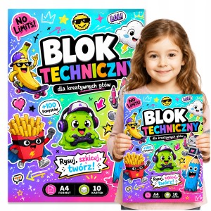 BLOK TECHNICZNY DO SZKOŁY A4 - 10 KARTEK - BIAŁY 190g/m2 KOMIX [NBT4]