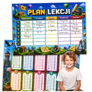 PLAN LEKCJI Z TABLICZKĄ MNOŻENIA ORGANIZER - MINECRAFT A5 PLANER [7]