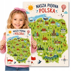 PLAKAT EDUKACYJNY POLSKA MIASTA ZWIERZĘTA I ATRAKCJE - DUŻY A3 [23]