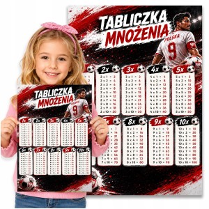 PLAKAT EDUKACYJNY DO NAUKI - TABLICZKI MNOŻENIA PIŁKA NOŻNA DUŻY A3 [6]