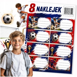NAKLEJKI NA ZESZYTY DO SZKOŁY PIŁKA NOŻNA BARCA - ZESTAW 8 SZTUK [wzór30]