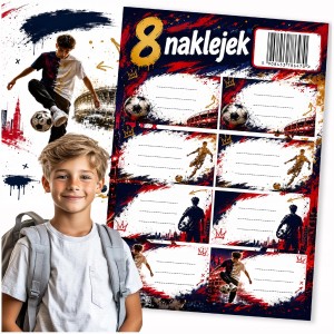NAKLEJKI NA ZESZYTY DO SZKOŁY PIŁKA NOŻNA SPORT - ZESTAW 8 SZTUK [wzór25]
