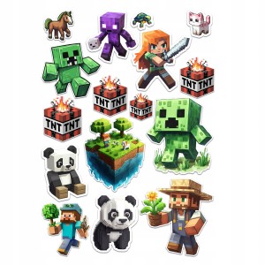 NAKLEJKI MINECRAFT PIKSELOWE KLOCKI TNT ZIELONE CREEPER ZESTAW [3]