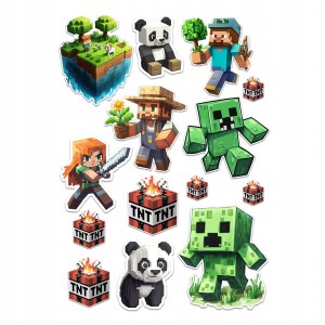 NAKLEJKI MINECRAFT PIKSELOWE KLOCKI TNT ZIELONE CREEPER ZESTAW [2]
