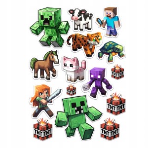 NAKLEJKI MINECRAFT PIKSELOWE KLOCKI TNT ZIELONE CREEPER ZESTAW [1]