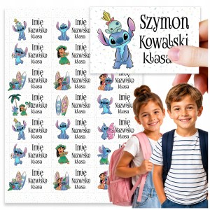 NAKLEJKI SZKOLNE IMIENNE NA ZESZYTY + STITCH ZESTAW 21szt. [wzór1]