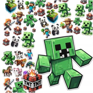 NAKLEJKI MINECRAFT 55 SZTUK - RÓŻNE WZORY I ROZMIARY PREZENT DLA DZIECI