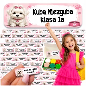 NAKLEJKI IMIENNE - DO SZKOŁY PRZEDSZKOLA - SŁODKIE PSY - 87 szt. [27]
