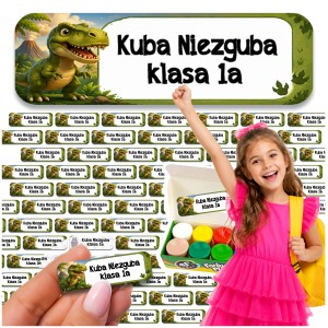 NAKLEJKI IMIENNE - DO SZKOŁY PRZEDSZKOLA - DINOZAURY DINO - 87 szt. [11]