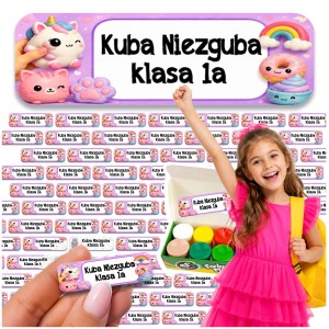 NAKLEJKI IMIENNE - DO SZKOŁY PRZEDSZKOLA - SQUISHY GNIOTKI - 87 szt. [10]